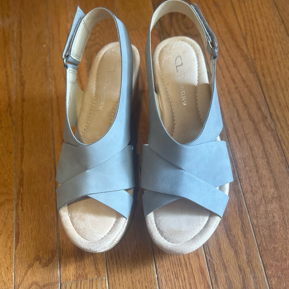 Gray Wedge Sandals